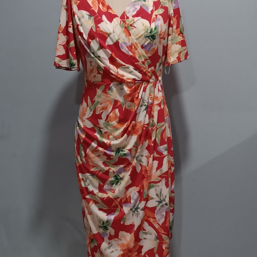 Maggy London Floral Faux wrap dress size 6 - Picture 3 of 6